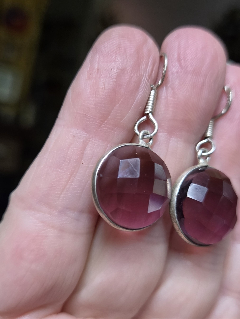 Amethyst Natural 13k Faceted Sterling Earrings - Picture 6 of 10
